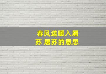 春风送暖入屠苏 屠苏的意思